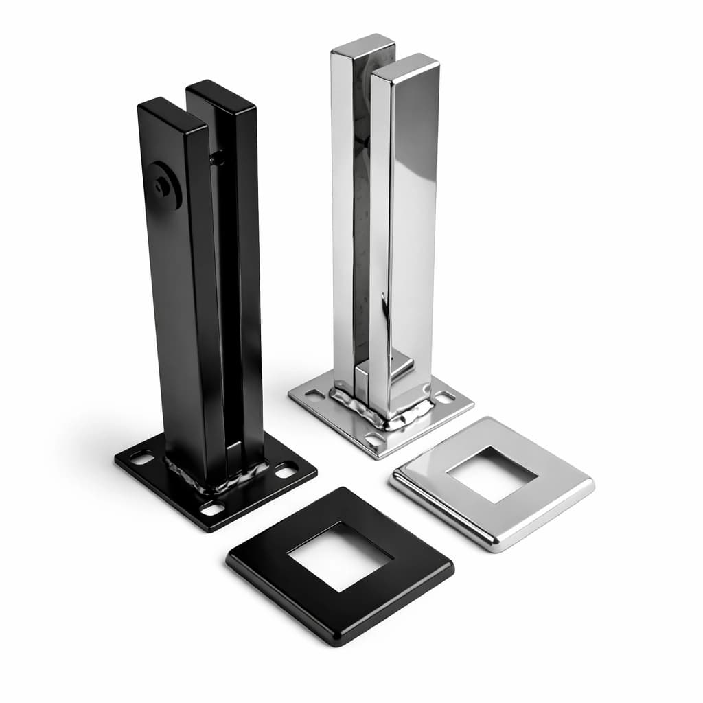 Torre Inox 300mm Quadrada 1 Furo para Guarda-Corpo e Vidro (Atacado)