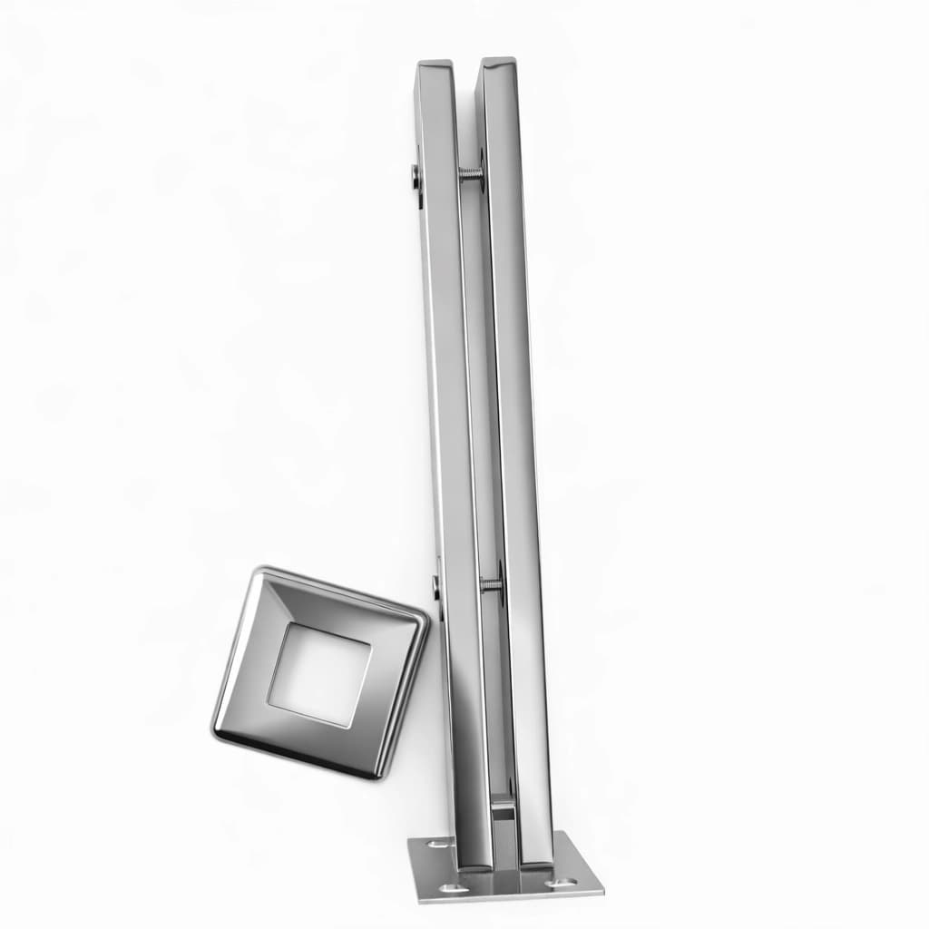 Torre Inox 400mm Quadrada 2 Furos para Guarda-Corpo e Vidro (Atacado) - Imagem 1