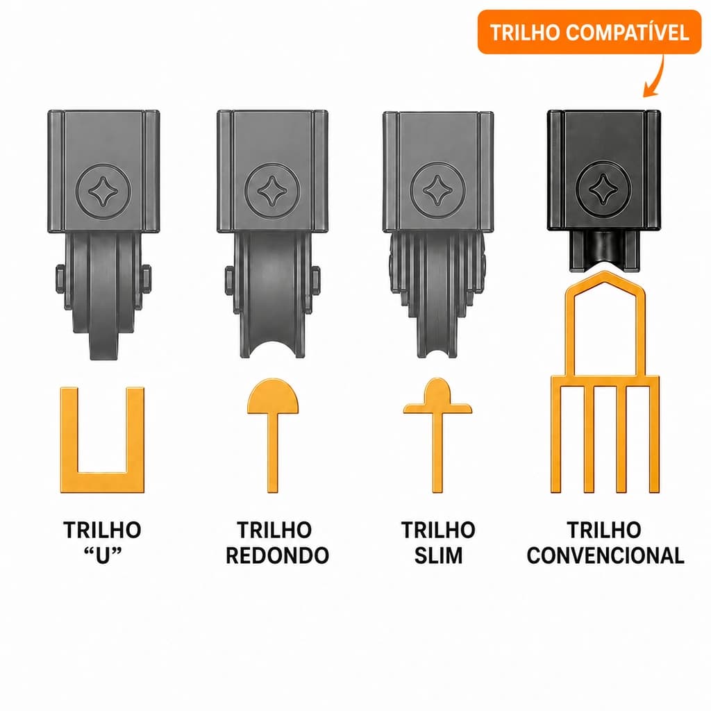 Roldana Inox Tripla Reforçada de Sobrepor 300 kg/folha - Trilho Convencional, Linha 3.2 - RG-300ST - Miniatura 3