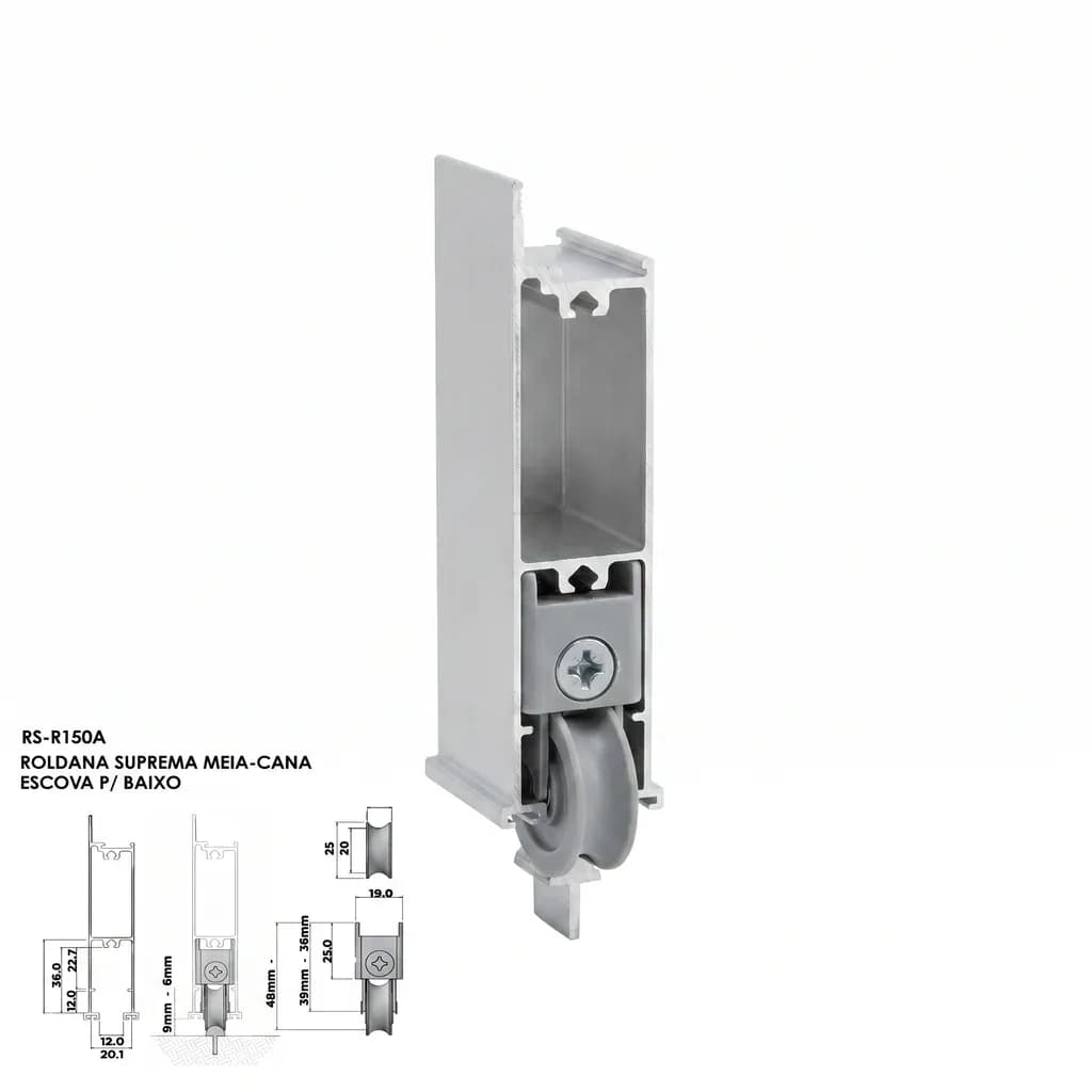 Roldana Suprema RS-R150A 150Kg por Folha para Trilho Redondo (Atacado) - Miniatura 2