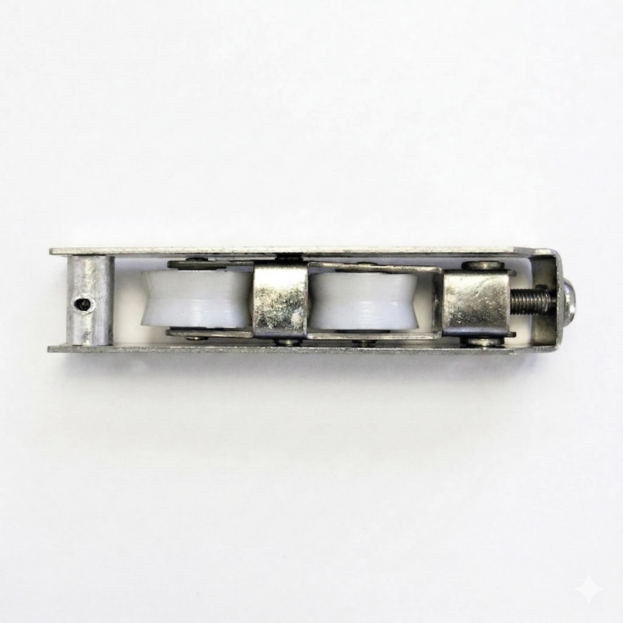 Roldana Dupla Gold RG-150 em Aço Inox para Trilho Redondo - Suporta 150kg - Miniatura 4