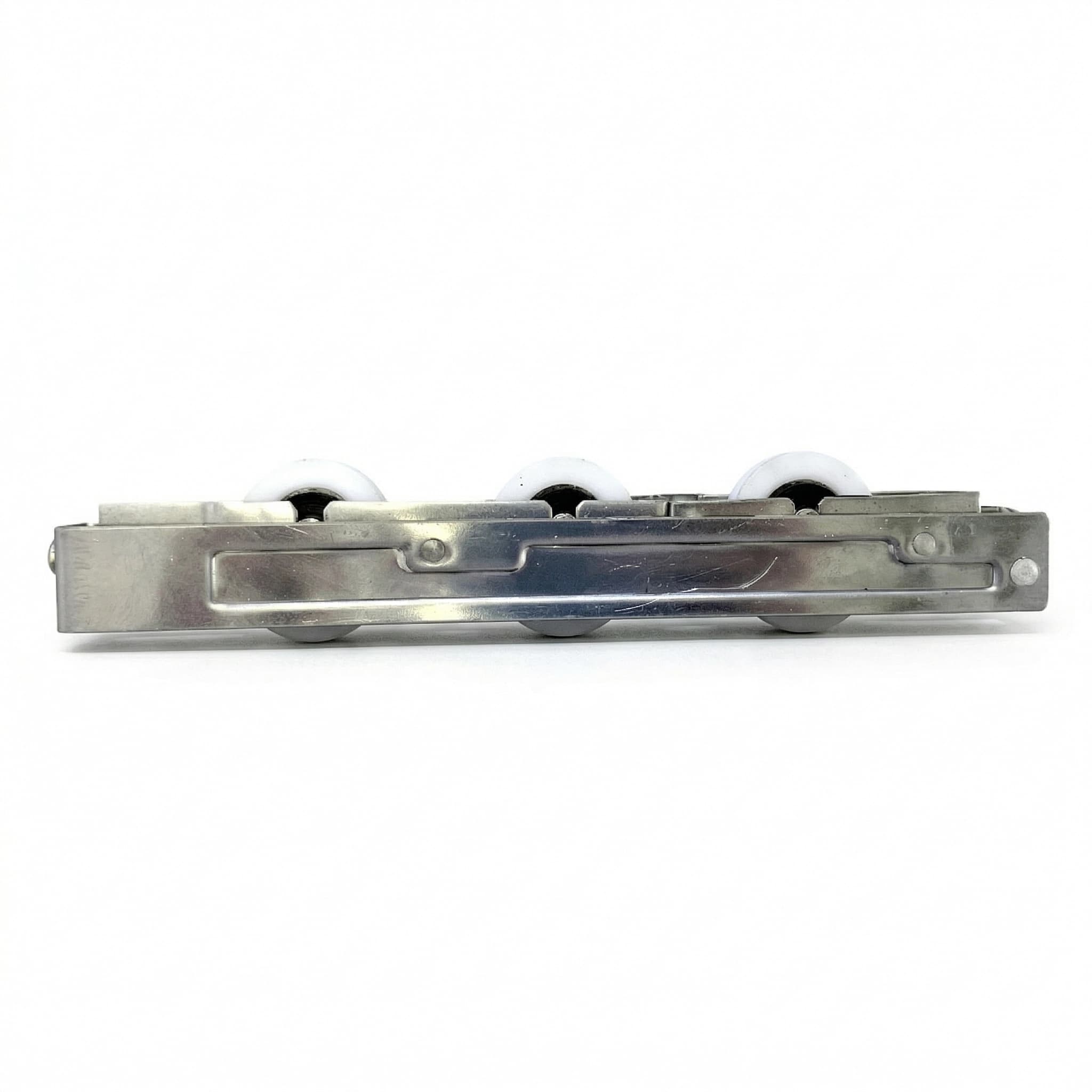 Roldana Inox Tripla Meia-Cana 300 kg/folha - Trilho Redondo, Linha 3.2 - Rolamento em Aço Cromo - RG-R300 - Miniatura 3