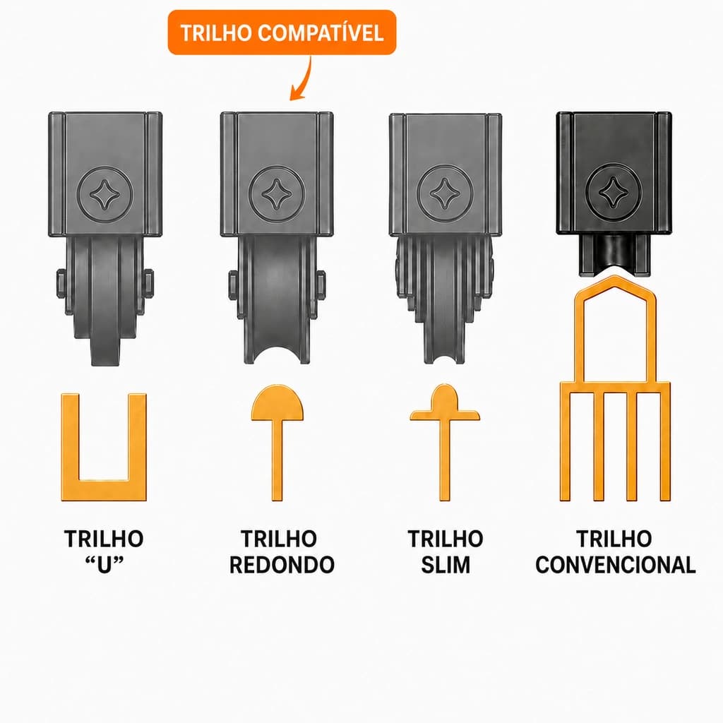 Roldana Inox Tripla Meia-Cana 300 kg/folha - Trilho Redondo, Linha 3.2 - Rolamento em Aço Cromo - RG-R300 - Miniatura 6