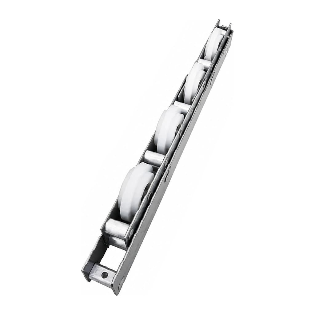 Roldana Inox Quádrupla Canaleta 400 kg/folha - Trilho Tipo U (Canaleta), Linha 3.2 - Rolamento em Aço Cromo - Escova para Baixo - RG-U400A - Imagem 1
